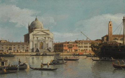 Venetië, een uitzicht op de kerken van de Redentore en San Giacomo door Giovanni Antonio Canal